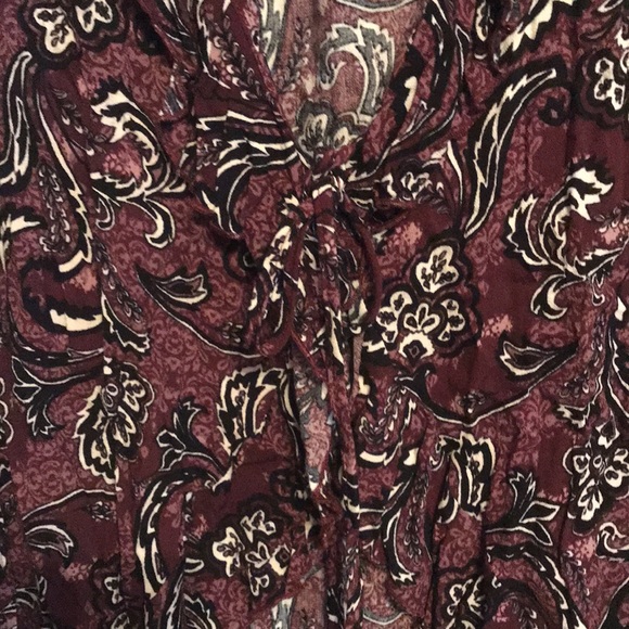 Open front tie purple print ruffle top NWT - Picture 3 of 8